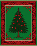 Classic Green Christmas Tree Ornate Rug