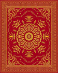 Crimson Golden Floral Medallion Rug