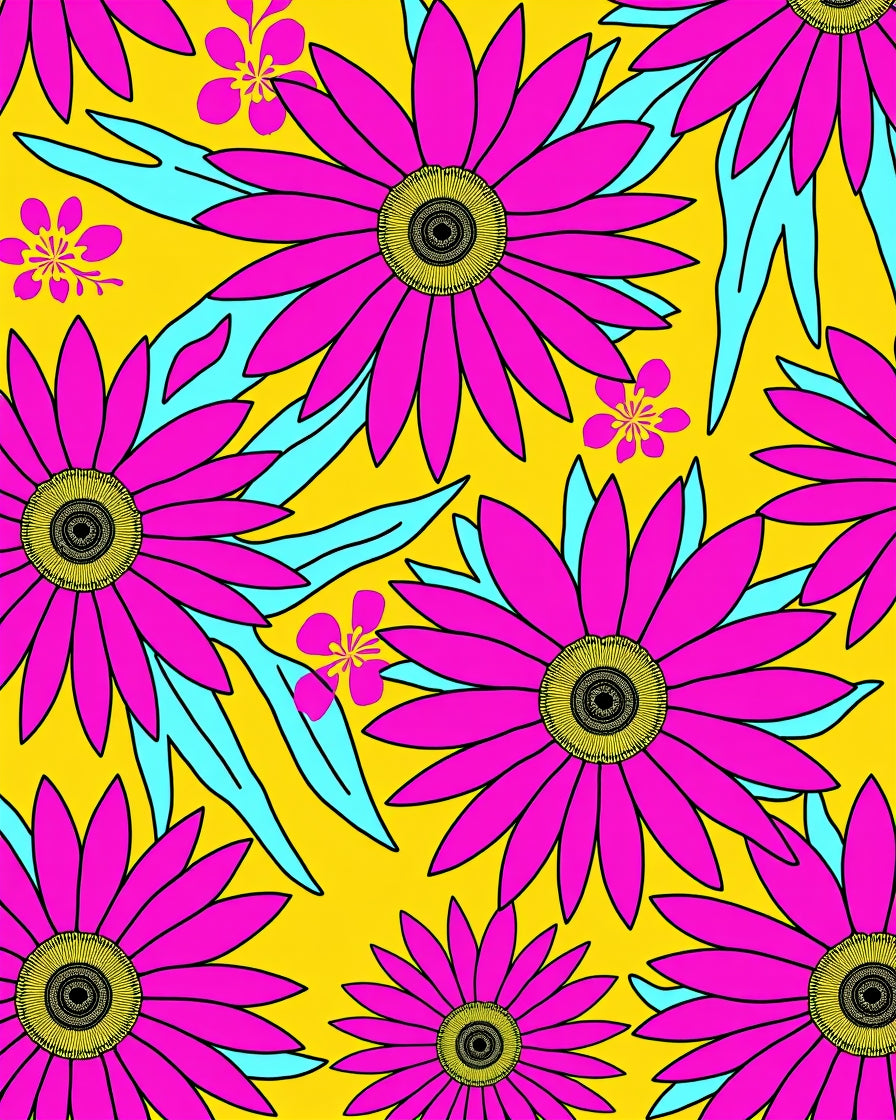 Vibrant Magenta Daisy Field Rug