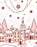 Festive Winter Village with Twinkling Lights Rug