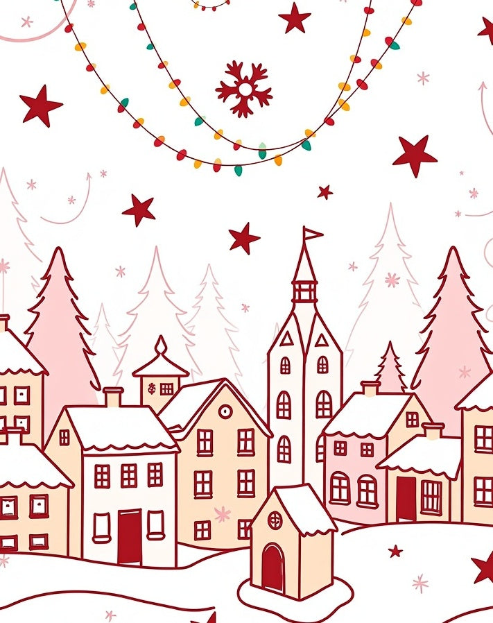 Festive Winter Village with Twinkling Lights Rug