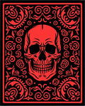 Crimson Skull Floral Baroque Rug