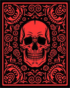 Crimson Skull Floral Baroque Rug