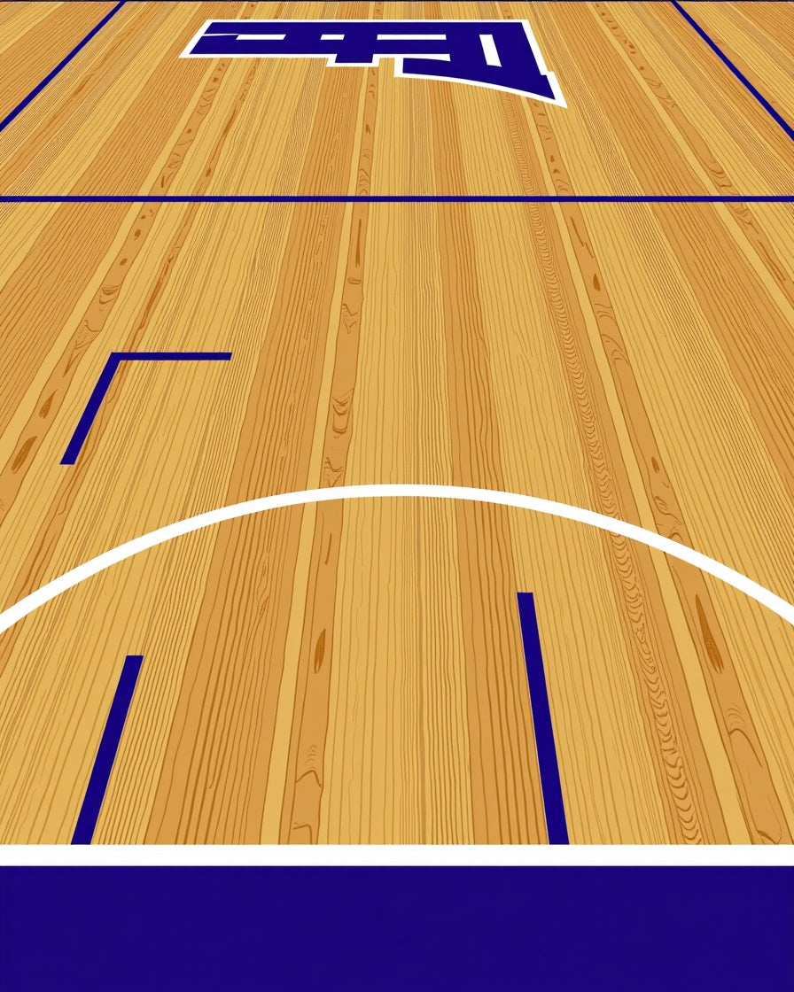 Natural Wood Grain Blue Court Lines Rug