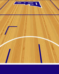 Natural Wood Grain Blue Court Lines Rug
