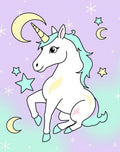 Whimsical Unicorn Moon Star Magical Rug