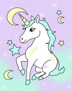 Whimsical Unicorn Moon Star Magical Rug