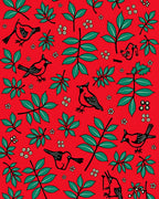 Red Birds and Green Foliage Rug