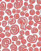 Red White Swirls Abstract Rug