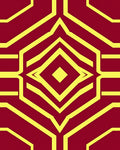 Crimson and Yellow Geometric Diamond Arrangement Rug