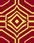 Crimson and Yellow Geometric Diamond Arrangement Rug