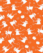 Whimsical White Figures Orange Background Rug