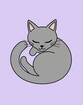 Charming Gray Sleeping Cat Rug