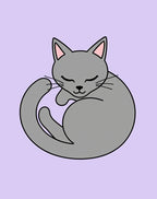 Charming Gray Sleeping Cat Rug