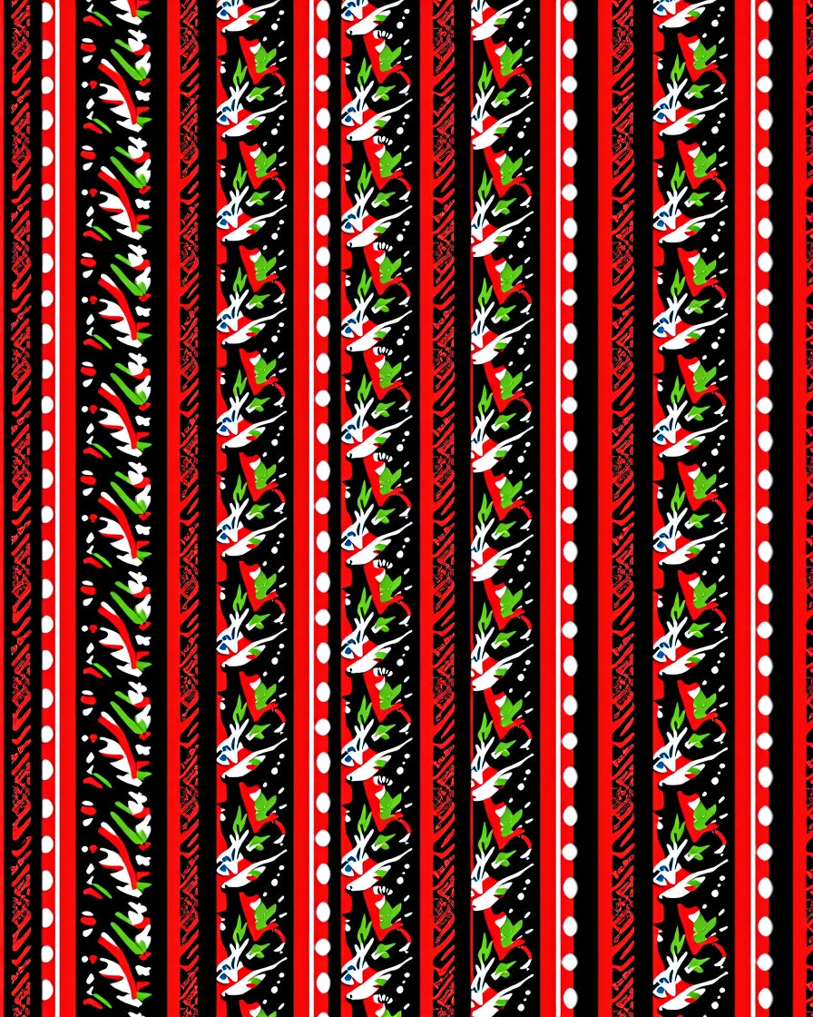 Bold Red Stripe Abstract Fish Motif Rug