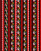 Bold Red Stripe Abstract Fish Motif Rug