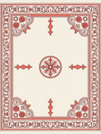 Coral Floral Medallion BorderRug Rug