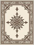Elegant Cream Dark Brown Floral Medallion Rug