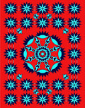Crimson Starburst Butterfly Medallion Rug