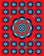 Crimson Starburst Butterfly Medallion Rug
