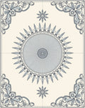 Antique Blue Sunburst Floral Medallion Rug