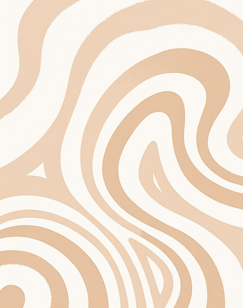 Earthy Cream Swirl Abstract Curve Rug