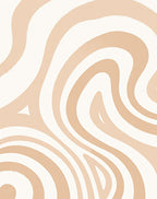 Earthy Cream Swirl Abstract Curve Rug
