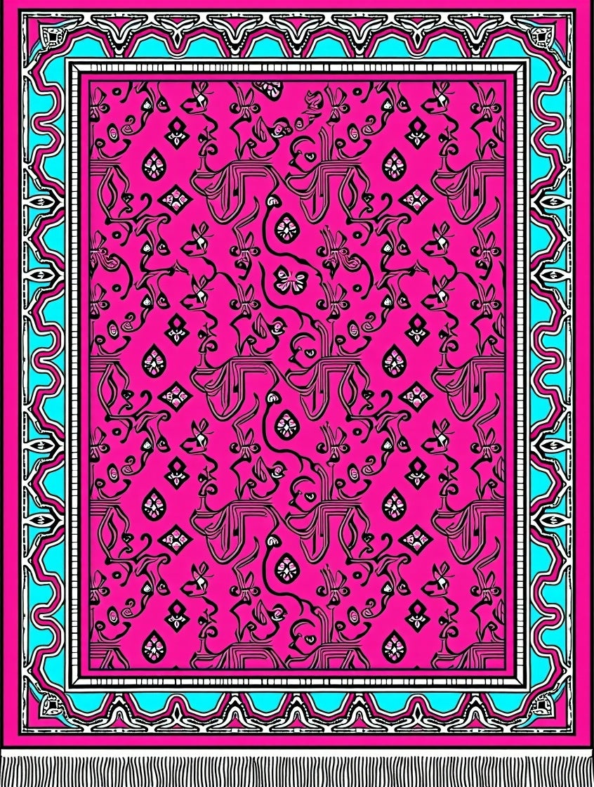 Hot Pink Abstract Animal Garden Rug