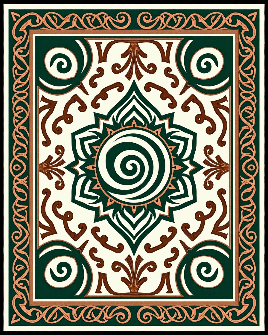 Emerald Green Swirl Medallion Rug