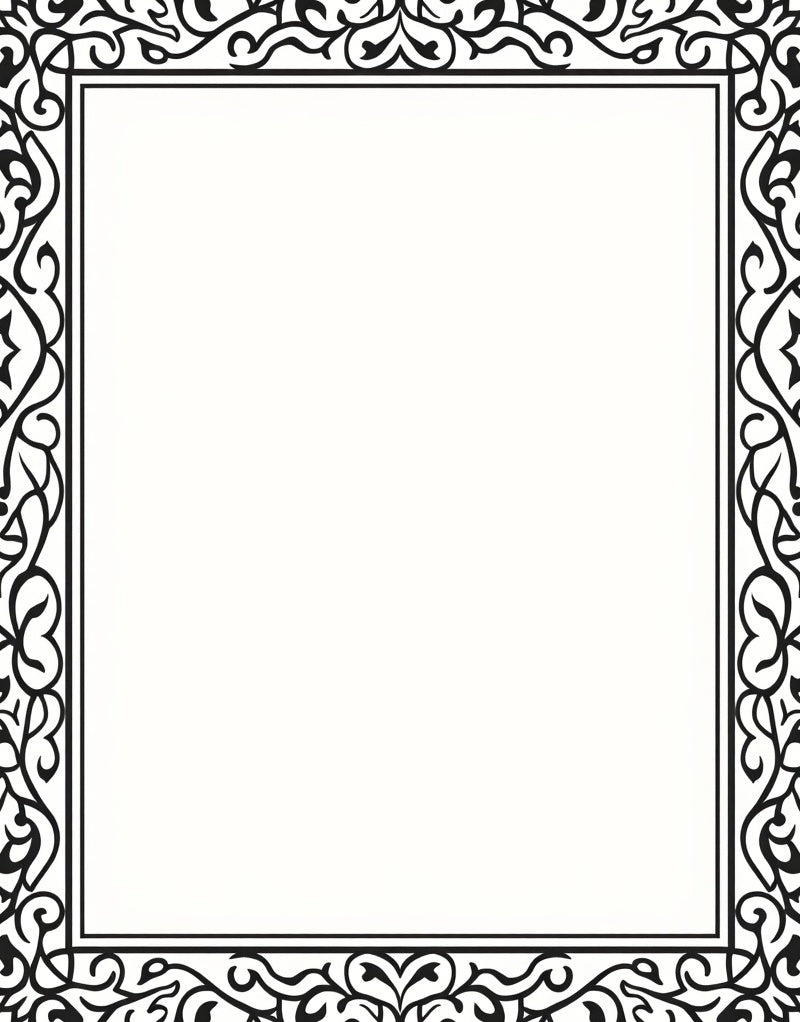 Classic Black and White Filigree Border Rug