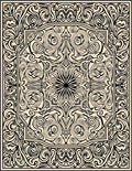 Ornate Black Cream Arabesque Ornament Rug