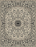 Ornate Black Cream Arabesque Ornament Rug