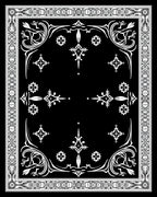 Elegant Black White Floral Border Rug