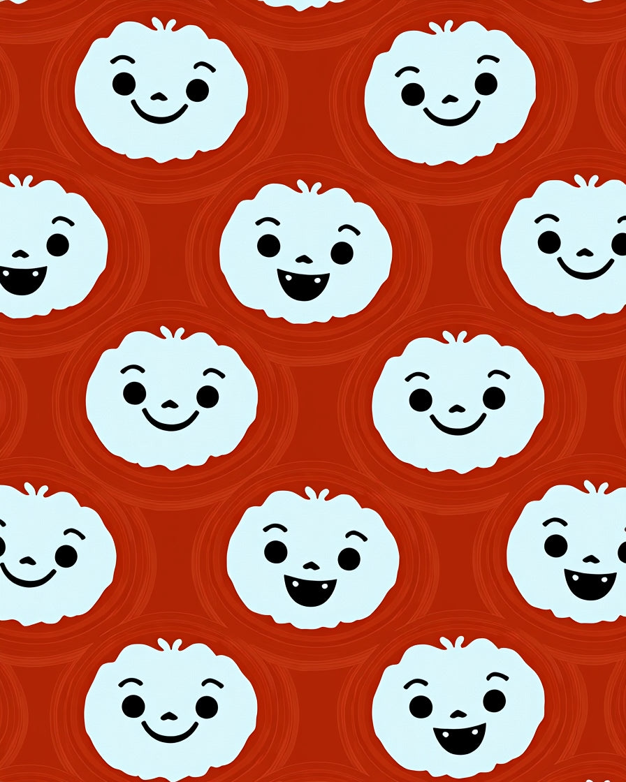 Charming White Cloud Faces Orange Background Rug