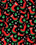 Christmas Stockings Snowflakes Black Rug