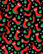 Christmas Stockings Snowflakes Black Rug