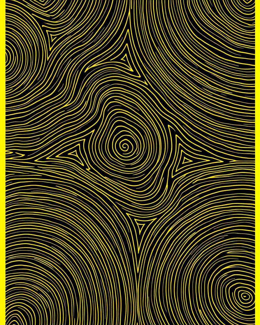 Vibrant Yellow Swirls and Triangles Rug