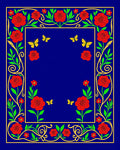 Vibrant Red Rose Butterfly Garden Rug