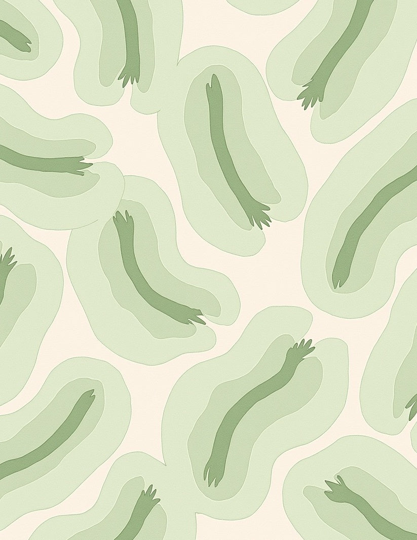 Soft Sage Abstract Organic Waves Rug