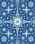 Deep Blue Starburst Kaleidoscope Rug