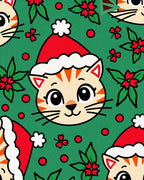 Whimsical Kitten Christmas Santa Hat Rug