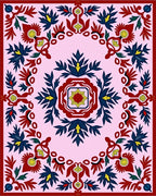 Rich Crimson Floral Medallion Pink Rug
