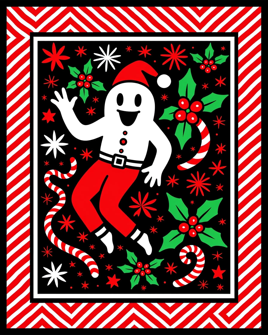 Whimsical Christmas Character Holly Sprigs Rug