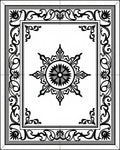 Black White Floral Star Medallion Frame Rug