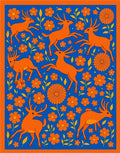 Vibrant Orange Deer Floral Medley Rug