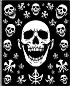Black White Skull Garden Medallion Rug