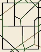 Modern Black Green Geometric Grid Rug