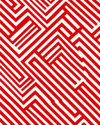 Bold Red White Interlocking Lines Rug
