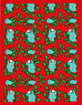 Whimsical Blue Creature Green Holly Rug