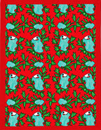 Whimsical Blue Creature Green Holly Rug